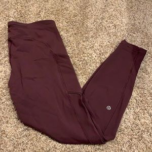 Lululemon Maroon Leggings With Pockets Size 8